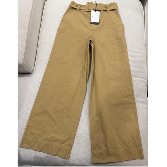 Who What Wear Pants - Who What Wear Wide Leg Pants Womens 6 Khaki High Rise Belted Cotton NWT